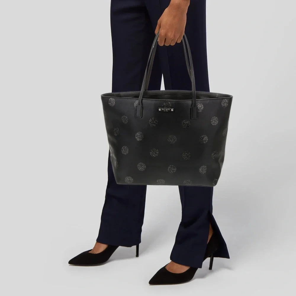 Kate Spade New York Haven Lane Glitter Dots Black Tote Bag